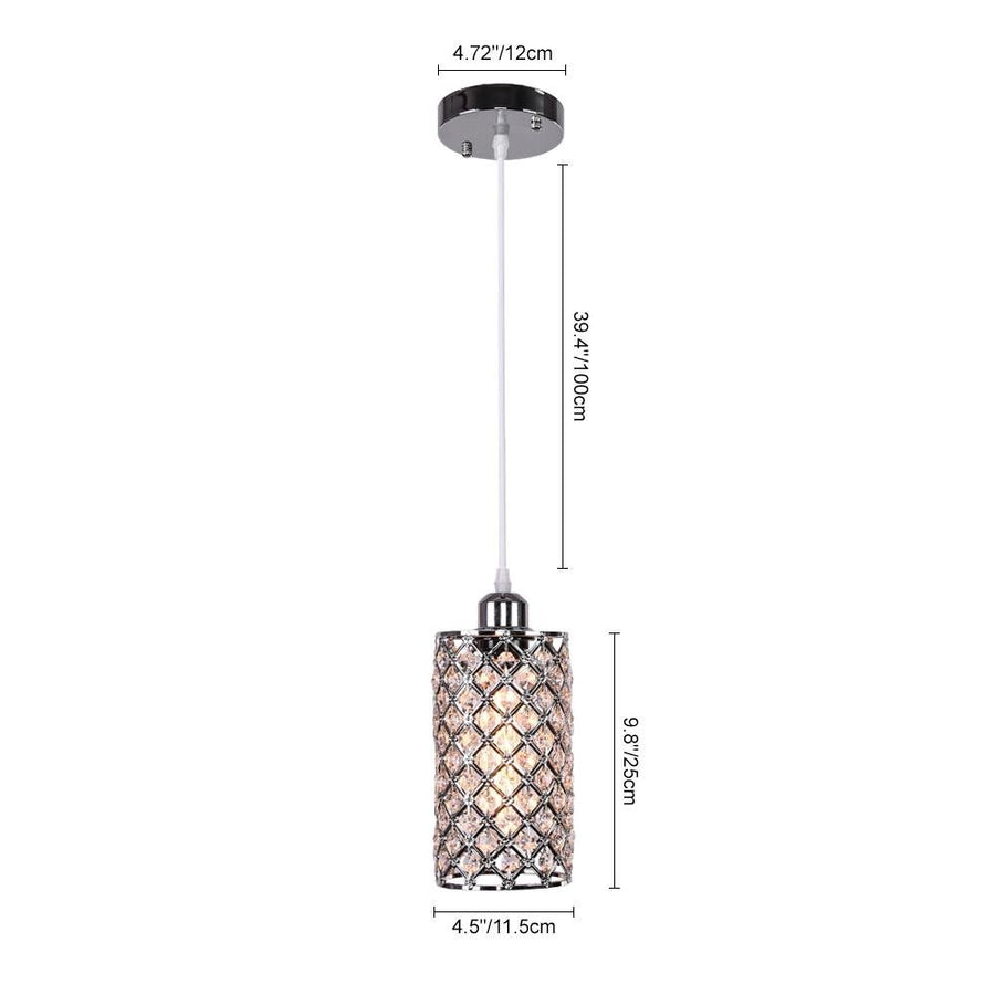 Farmhouze Light-Crystal Bead Cylinder Pendant Light-Pendant-Black-