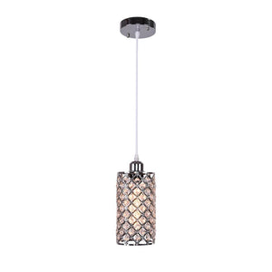 Farmhouze Light-Crystal Bead Cylinder Pendant Light-Pendant-Chrome-