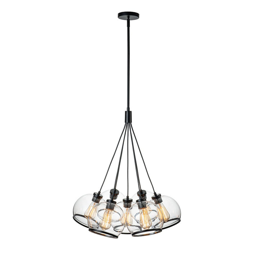 Farmhouze Light-Danish 7-Light Black Cluster Glass Dome Pendant-Chandelier-7-Light-