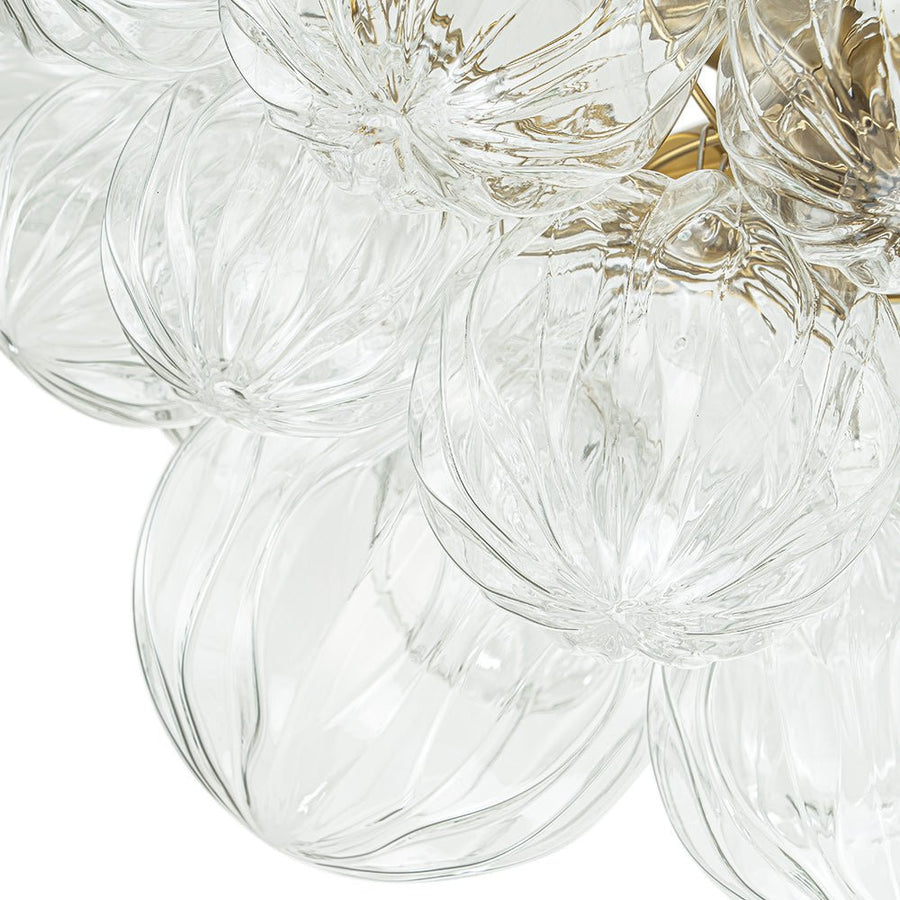 Farmhouze Light-Decorative Pattern Glass Globe Cluster Flush Mount-Chandelier-3-Lt-Brass (Pre-Order)