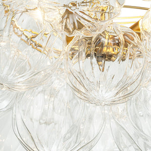 Farmhouze Light-Decorative Pattern Glass Globe Cluster Flush Mount-Chandelier-3-Lt-Brass (Pre-Order)