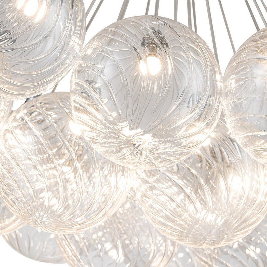 Farmhouze Light-Dimmable LED Swirled Glass Globe Bubble Pendant-Chandelier-Chrome-