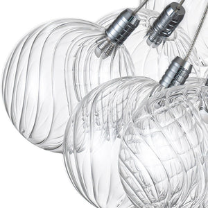 Farmhouze Light-Dimmable LED Swirled Glass Globe Bubble Pendant-Chandelier-Chrome-