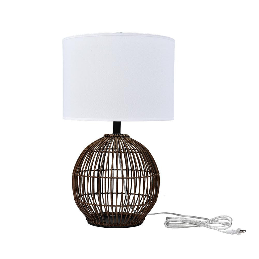 Farmhouze Light-Drum Woven Rattan Table Lamp-Table Lamp--