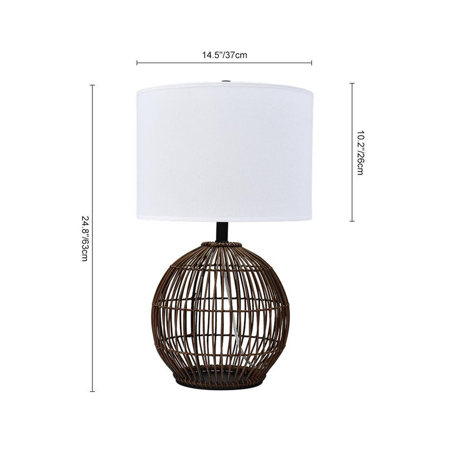 Farmhouze Light-Drum Woven Rattan Table Lamp-Table Lamp--