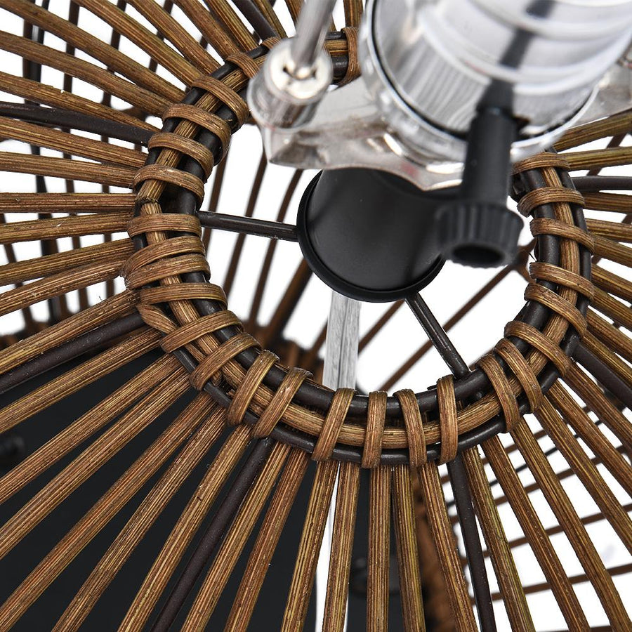 Farmhouze Light-Drum Woven Rattan Table Lamp-Table Lamp--