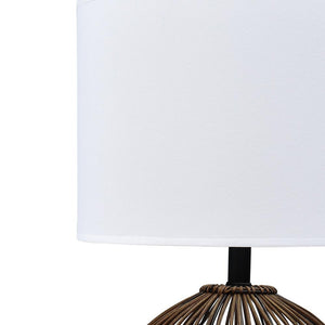 Farmhouze Light-Drum Woven Rattan Table Lamp-Table Lamp--