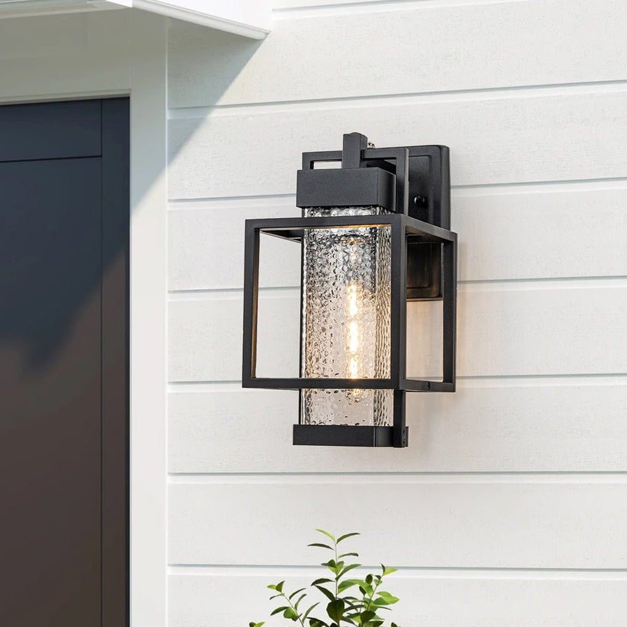 Farmhouze Light-Farmhouse 1-Light Hammered Glass Outdoor Wall Lantern-Wall Sconce-1 Pack-