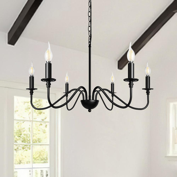 Farmhouze Light-Farmhouse Black Candle Style Classic Chandelier-Chandelier-Black-