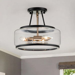 Farmhouze Light-Farmhouse Glass Lantern Semi Flush Mount-Ceiling Light--