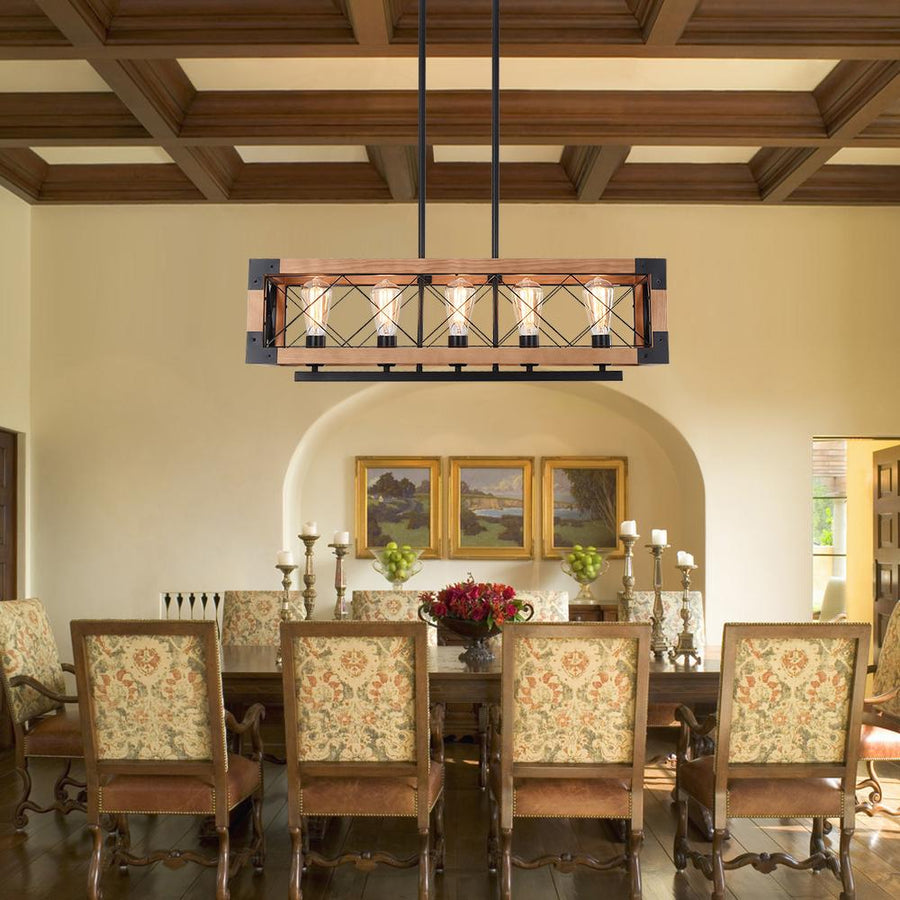 Rope Lights Indoor Giluta Rustic Wood Chandelier Rectangle Kitchen