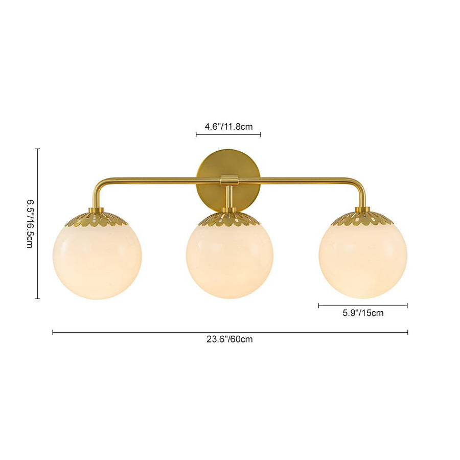 Farmhouze Light-Flower Milky Glass Globe Brass Vanity Wall Lamp-Wall Sconce-Aged Brass-