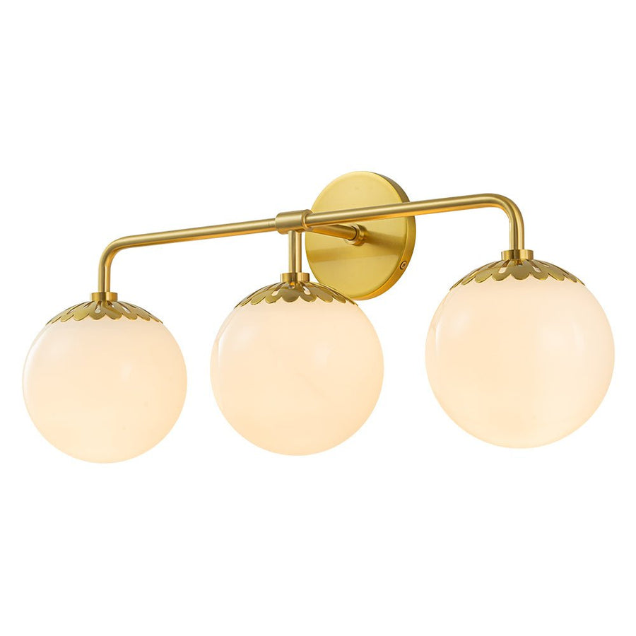 Farmhouze Light-Flower Milky Glass Globe Brass Vanity Wall Lamp-Wall Sconce-Aged Brass-