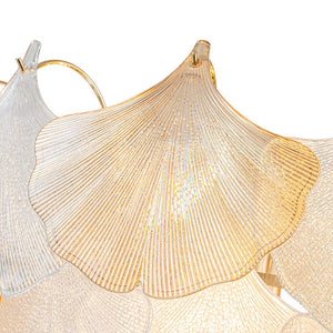 Farmhouze Light-French Farmhouse Gold Texture Glass Leaf Chandelier-Chandelier-Gold-