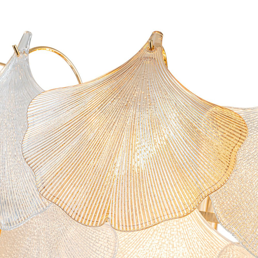 Farmhouze Light-French Farmhouse Gold Texture Glass Leaf Chandelier-Chandelier-Gold-