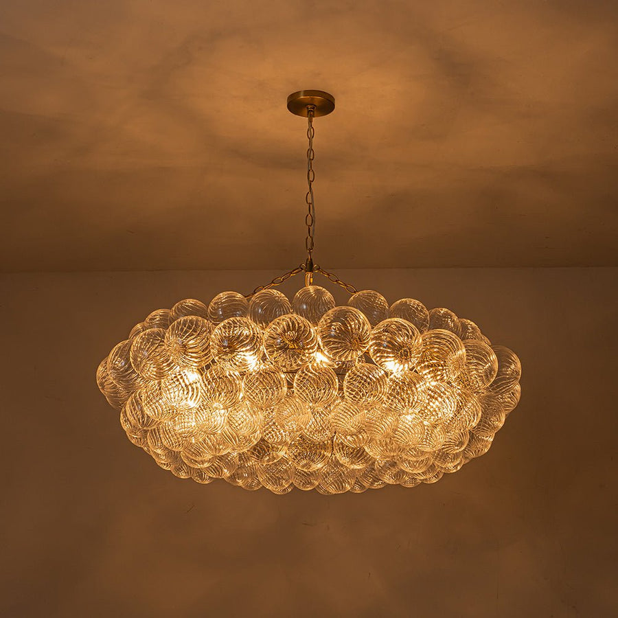Farmhouze Light-Kitchen Dining Swirled Glass Bubble Round Chandelier-Chandelier-32in-