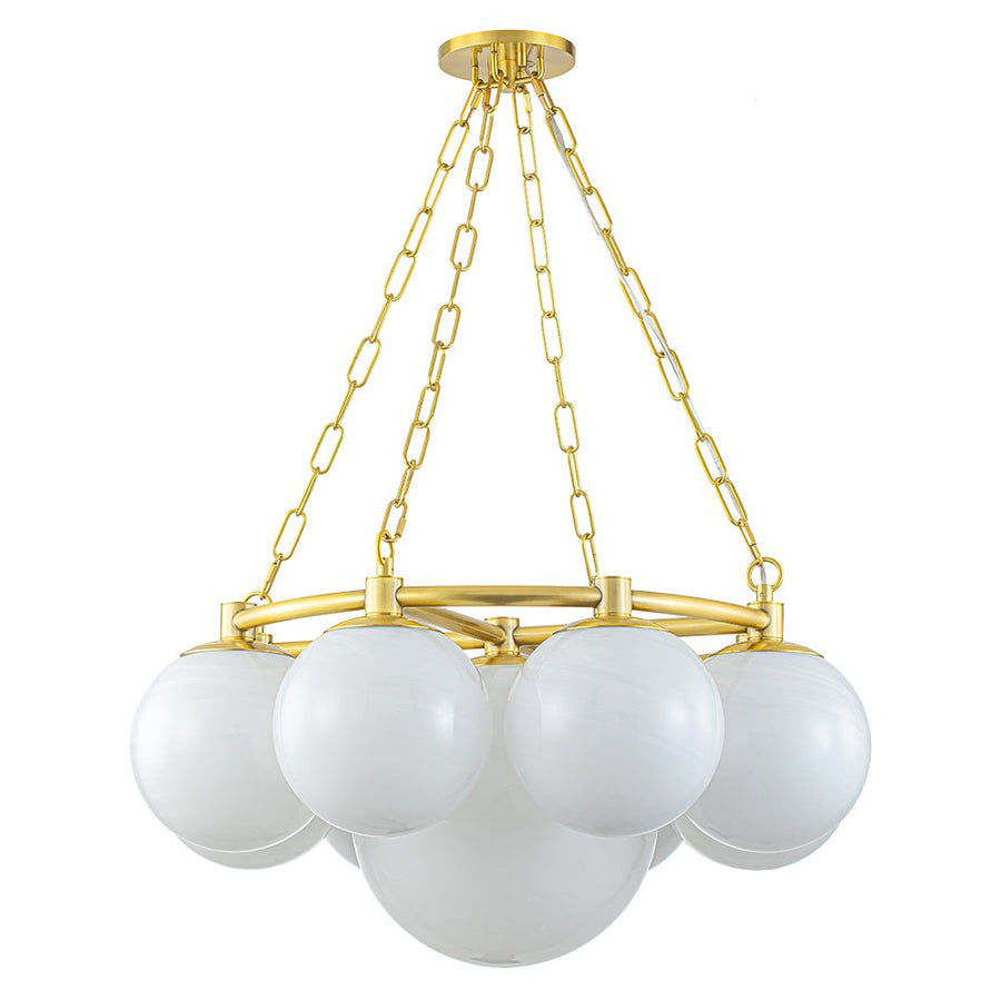Farmhouze Light-Luxury 9-Light Cloud Glass Bubble Wagon Wheel Chandelier-Chandelier-9-Light-Brass