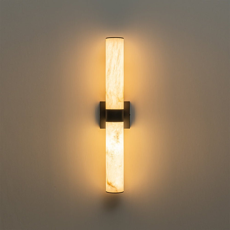 Farmhouze Light-Marble Dimmable LED 1-Light Linear Bathroom Vanity Sconce-Wall Sconce-Black-