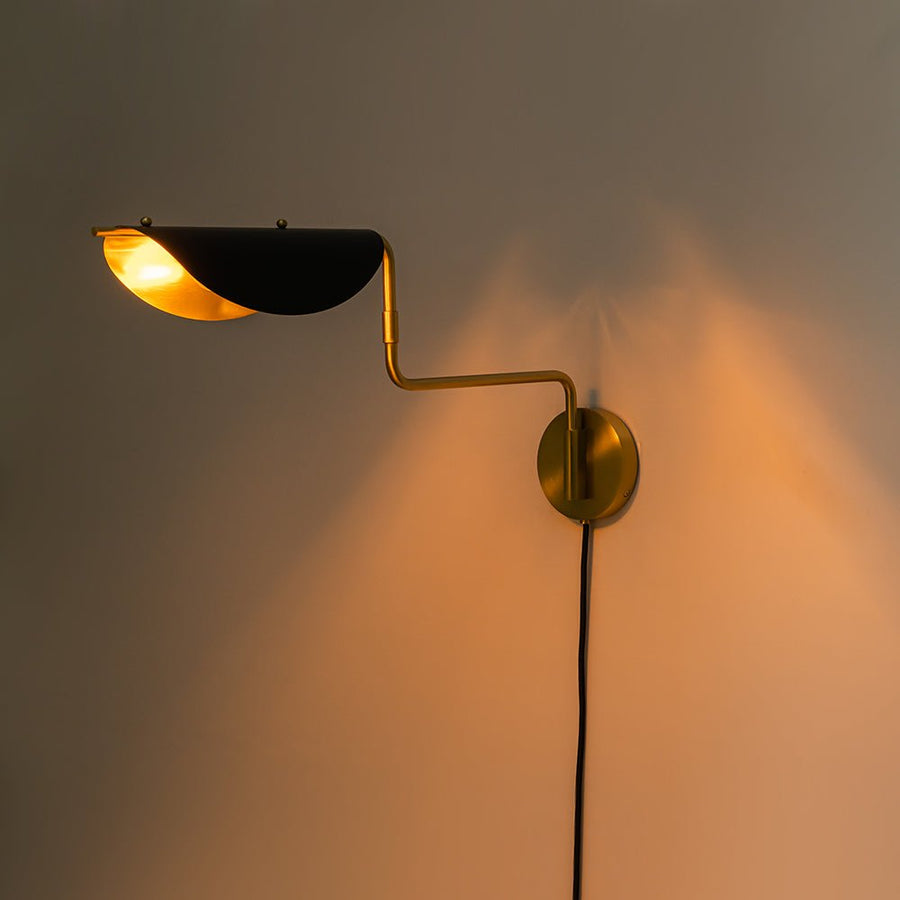 Farmhouze Light-Mid-Century 1-Light Adjustable Wall Light Sconce-Wall Sconce-Brass+Black-