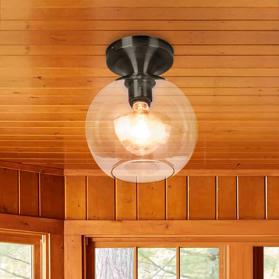Farmhouze Light-Mid-Century 1-Light Globe Ceiling Light-Ceiling Light-Black-