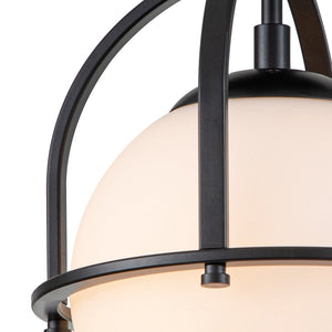 Farmhouze Light-Mid-century 1-Light Opal Glass Globe Semi-Flush Mount-Ceiling Light-Brass-