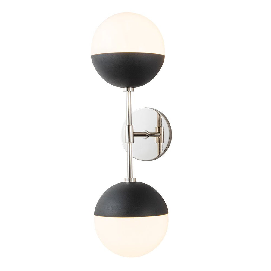 Farmhouze Light-Mid-century 2-Light Milky Glass Globe Vanity Wall Light-Wall Sconce-Nickel-