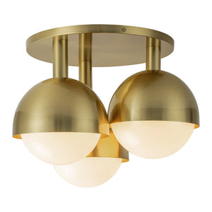 Farmhouze Light-Mid-Century 3-Light Milky Glass Globe Ceiling Light-Ceiling Light-Nickel-