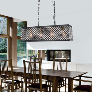 Farmhouze Light-Mid Century Crystal Rectangular Pendant-Chandelier--