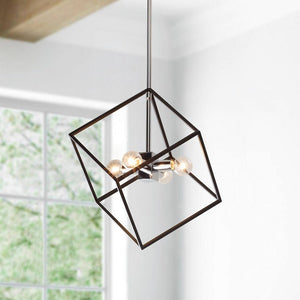 Farmhouze Light-Minimalist 4-Light Angled Cube Pendant Light-Chandelier--