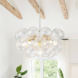 Farmhouze Light-Modern 6-Light Dimmable Cluster Glass Globe Bubble Chandelier-Chandelier-6-Light-White