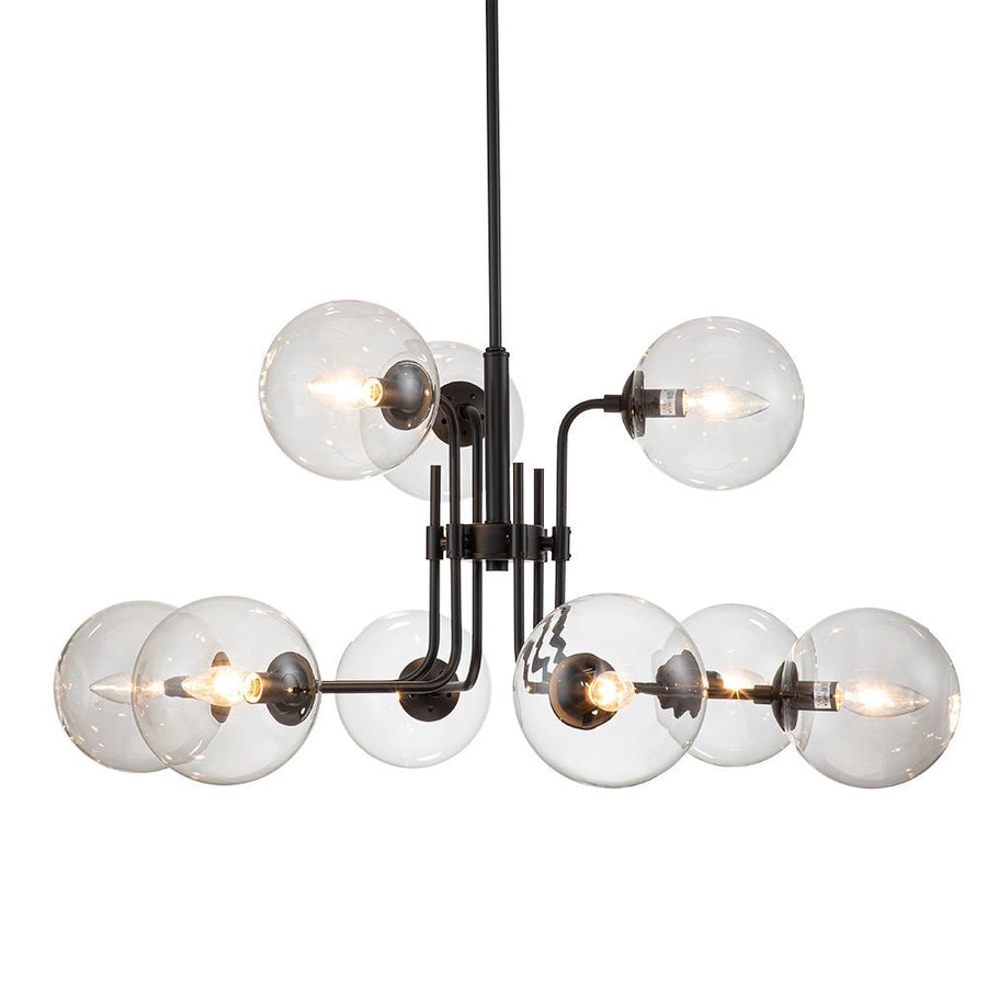 Farmhouze Light-Modern 9-Light Glass Globe Sputnik Chandelier-Chandelier-Black + Brass-