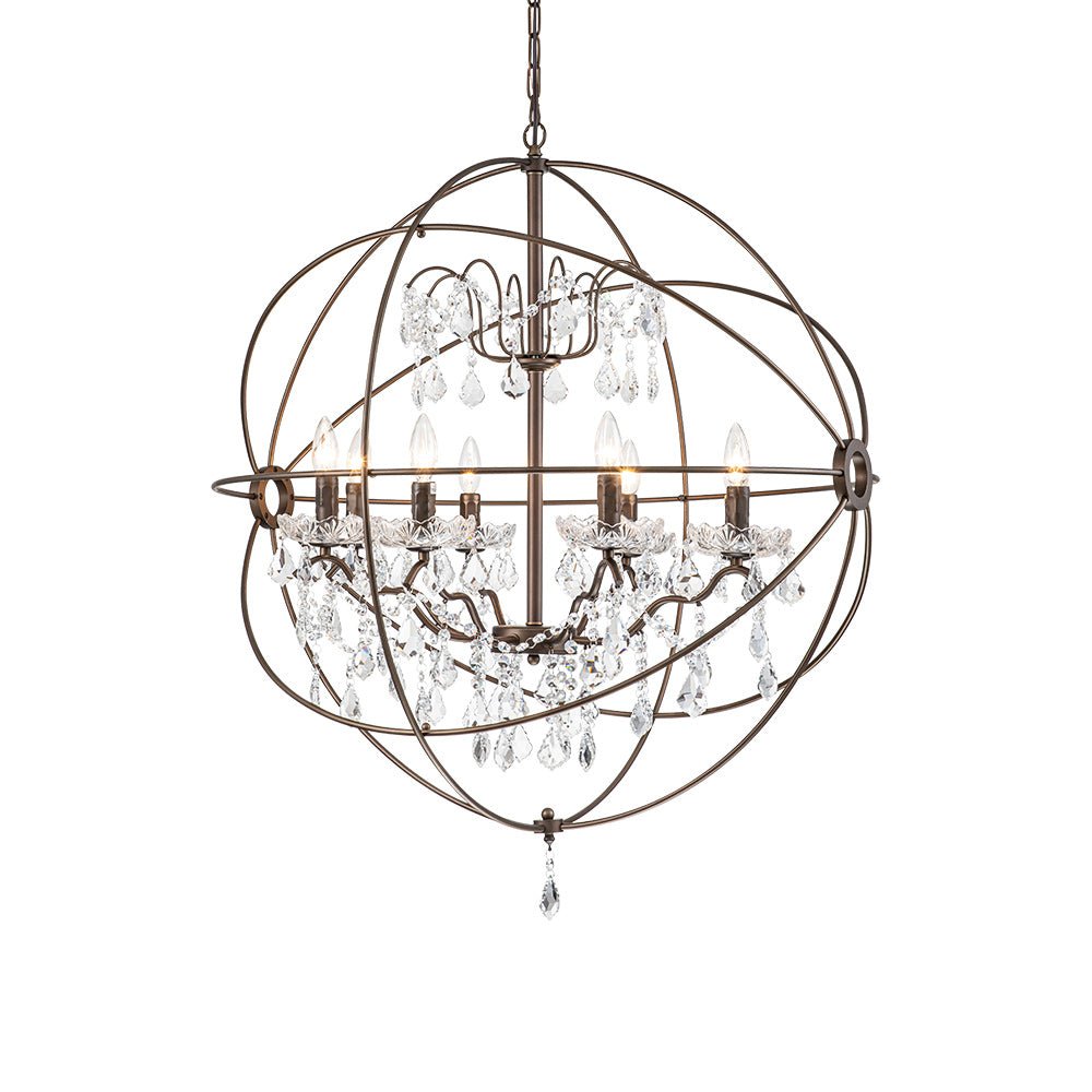Modern Farmhouse Sphere 8-Light Crystal Orb Chandelier Farmhouze Light
