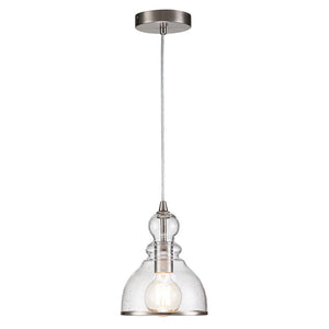 Farmhouze Light-Modern Farmhouse Seeded Glass 1-Light Kitchen Pendant Light-Pendant-1-Light-Nickel