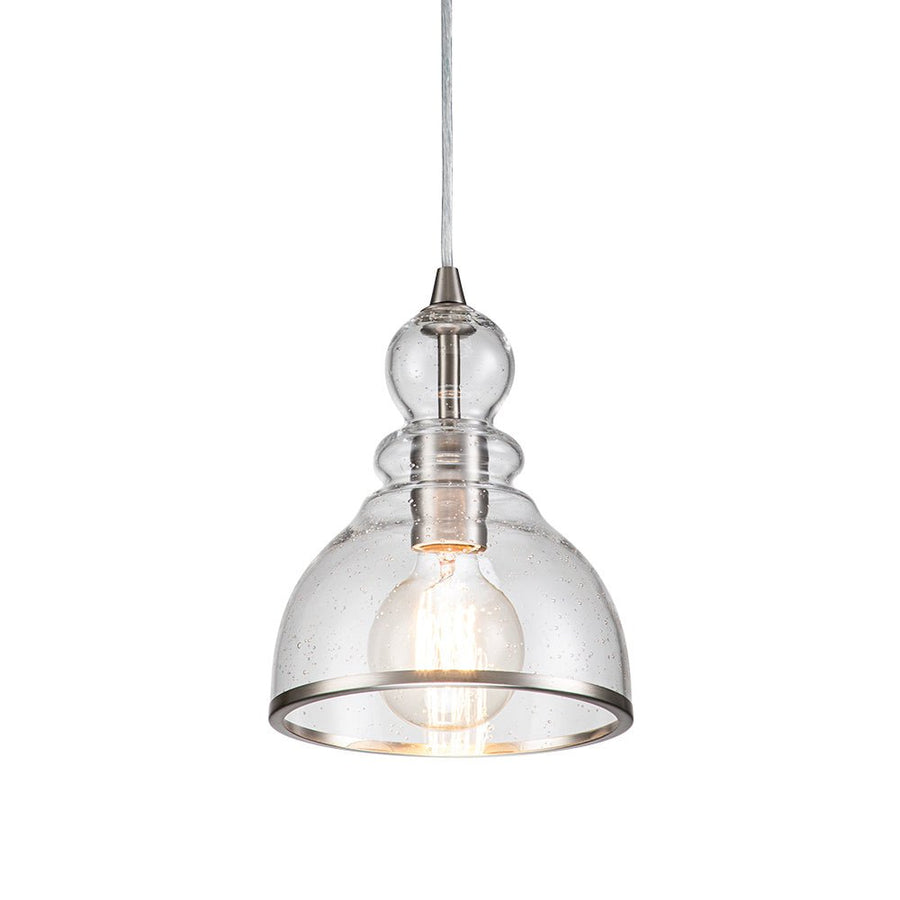 Farmhouze Light-Modern Farmhouse Seeded Glass 1-Light Kitchen Pendant Light-Pendant-1-Light-Nickel