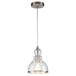 Farmhouze Light-Modern Farmhouse Seeded Glass 1-Light Kitchen Pendant Light-Pendant-1-Light-Nickel