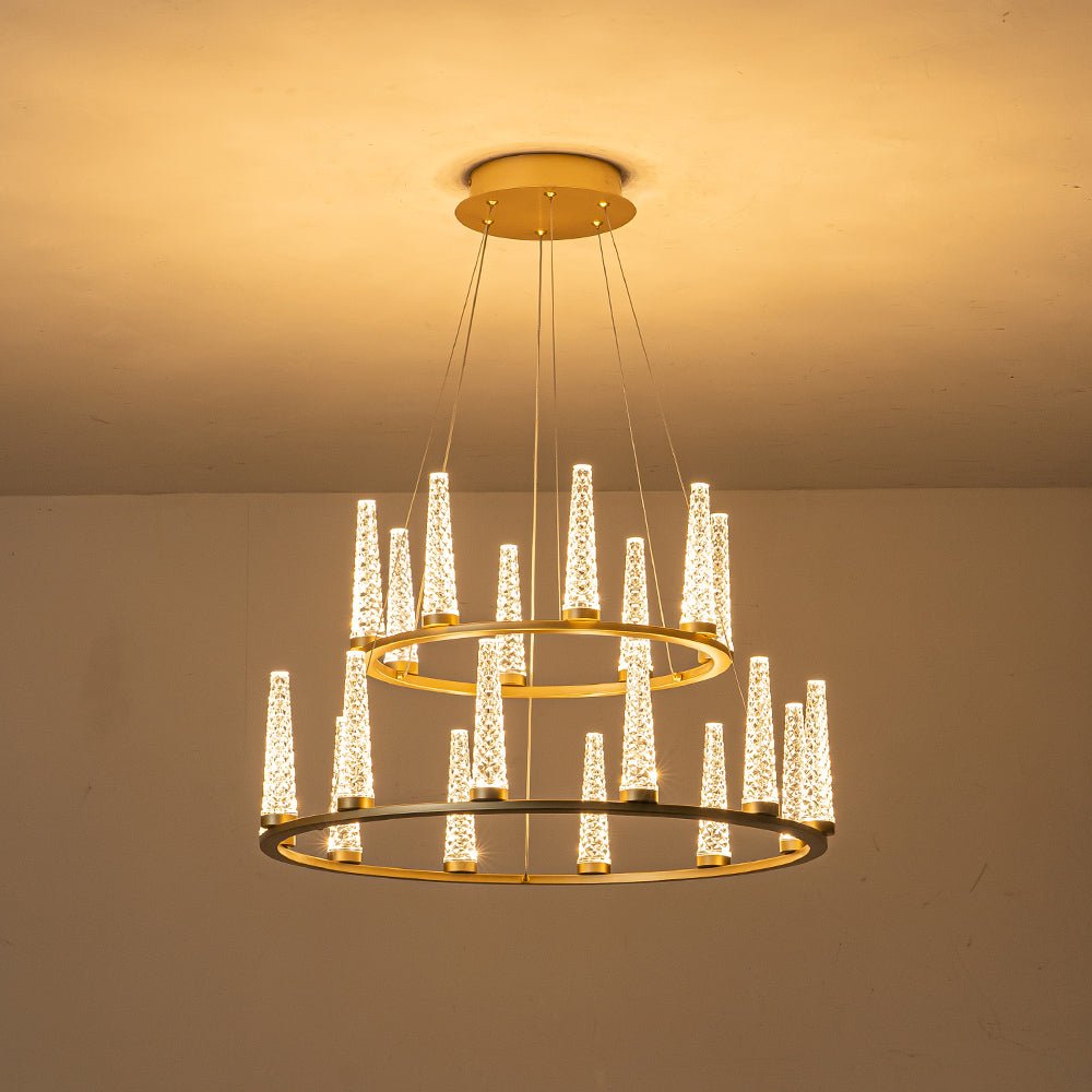 Modern Gold Dimmable LED Wagon Wheel Chandelier | Farmhouze Light