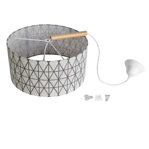 Farmhouze Light-Modern Linen Drum Pendant Light-Pendant--