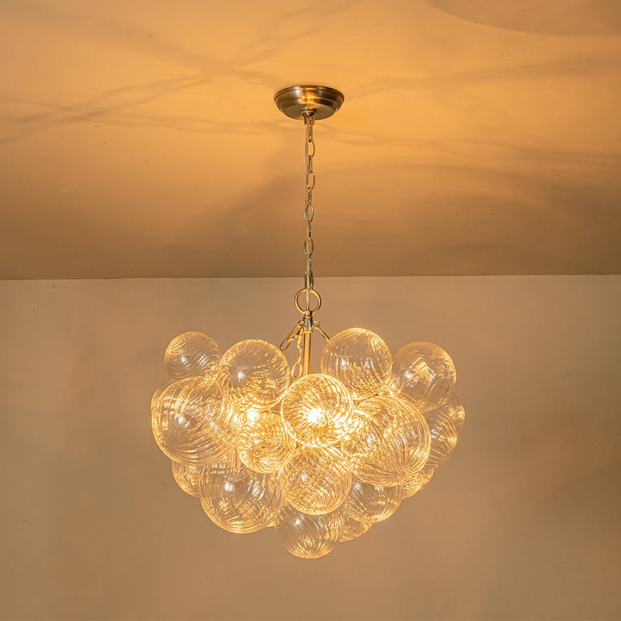 Farmhouze Light-Modern Luxe Swirled Glass Globe Bubble Chandelier-Chandelier-3-Light-Brass