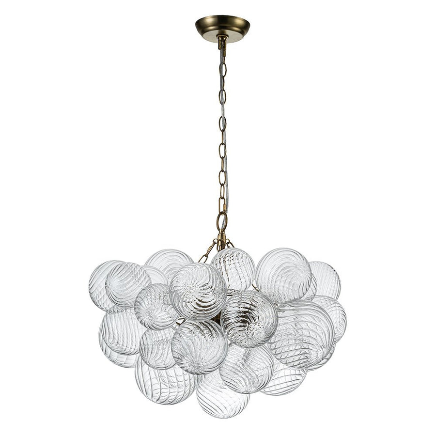 Farmhouze Light-Modern Luxe Swirled Glass Globe Bubble Chandelier-Chandelier-3-Light-Brass