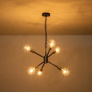 Farmhouze Light-Modern Mid-century 6-Light Sputnik Chandelier-Chandelier-Black-