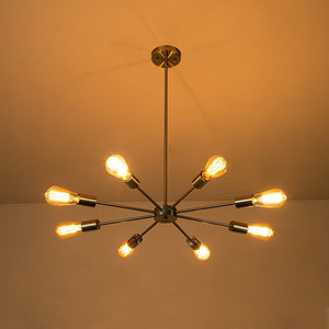 Farmhouze Light-Modern Mid-Century Linear Sputnik Pendant Light-Chandelier-Nickel-6-Light