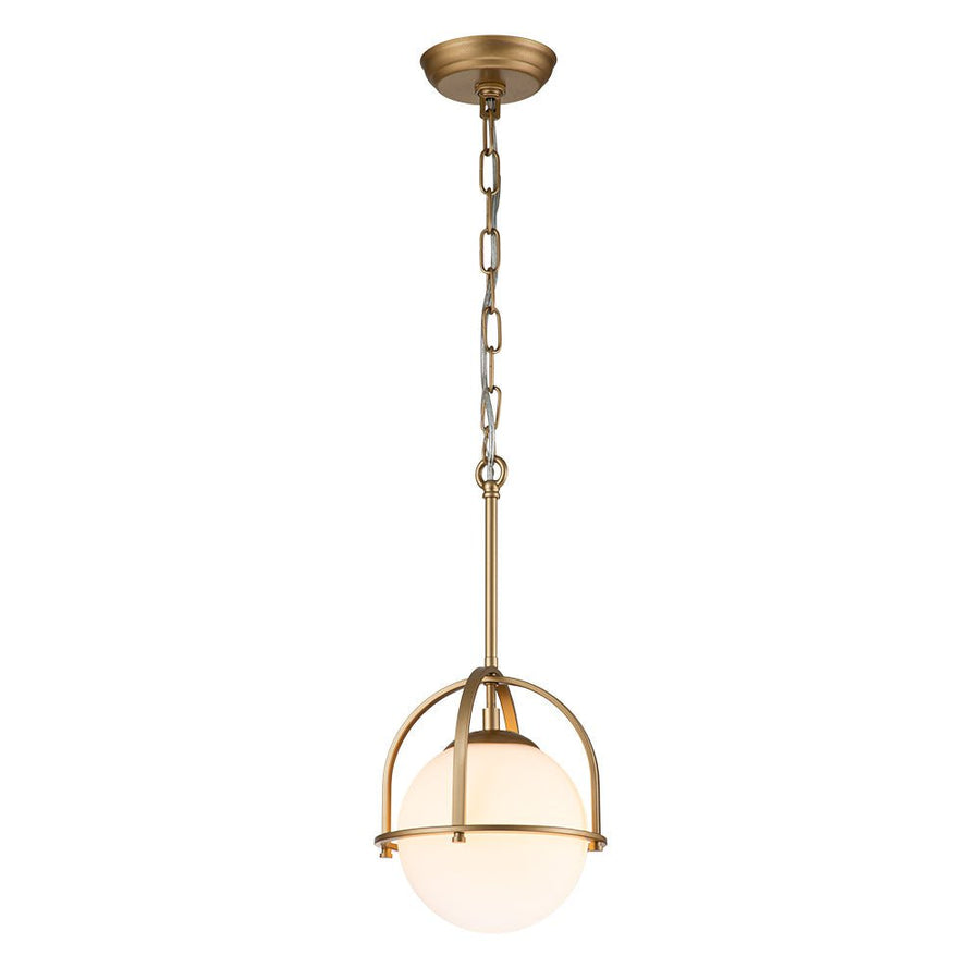 Farmhouze Light-Modern Vintage 1-Light Opal Glass Globe Pendant Light-Pendant-Brass-