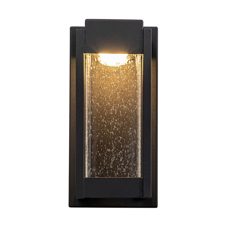 Farmhouze Light-Rectangle Seeded Glass Box LED Outdoor Wall Light-Wall Sconce-Black-