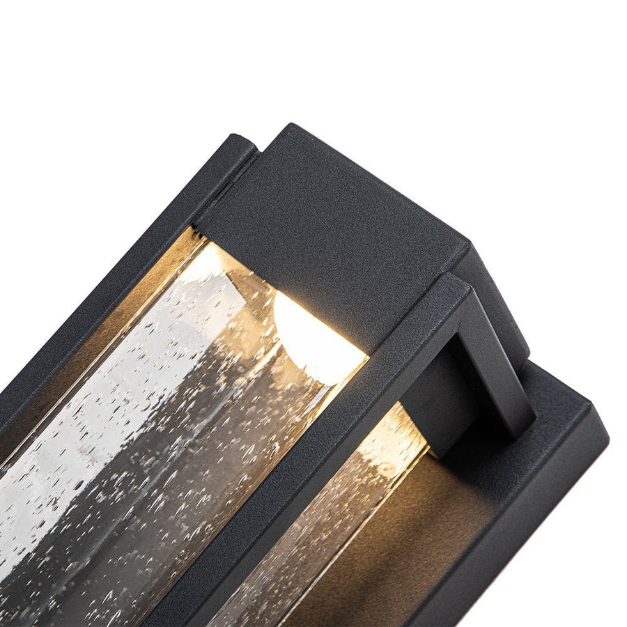 Farmhouze Light-Rectangle Seeded Glass Box LED Outdoor Wall Light-Wall Sconce-Black-