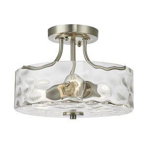 Farmhouze Light-Round Hammered Glass Semi Flush Mount-Ceiling Light--