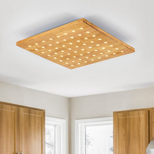 Farmhouze Light-Rustic Square Wood LED Flush Mount Ceiling Light-Ceiling Light--