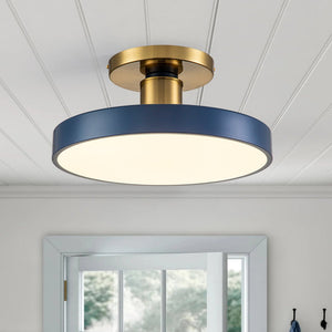 Farmhouze Light-Scandinavian Blue Round LED Semi Flush Mount Light-Ceiling Light-Blue-