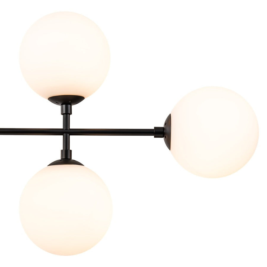 Farmhouze Light-Sputnik Opal Glass Globe Kitchen Island Pendant-Chandelier-8-Light-Black