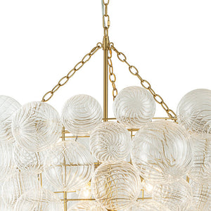 Farmhouze Light-Statement Draped Swirled Glass Globe Chandelier-Chandelier-Brass-