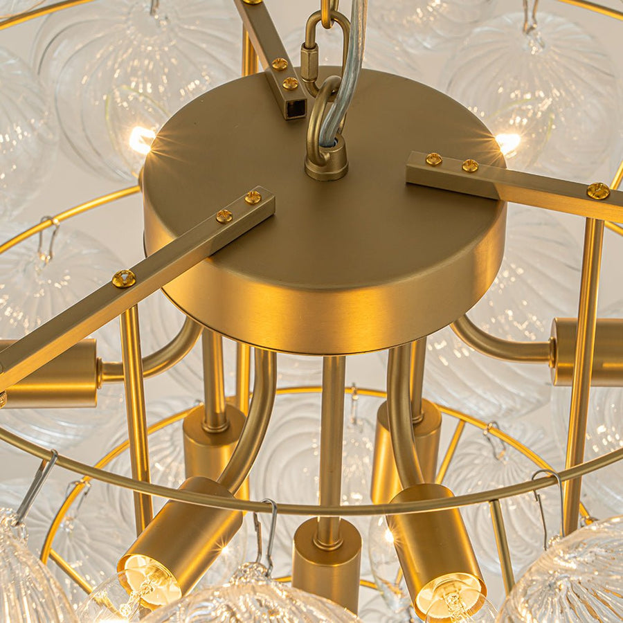 Farmhouze Light-Swirled Glass Globe Brass Cluster Bubble Chandelier-Chandelier-Brass-